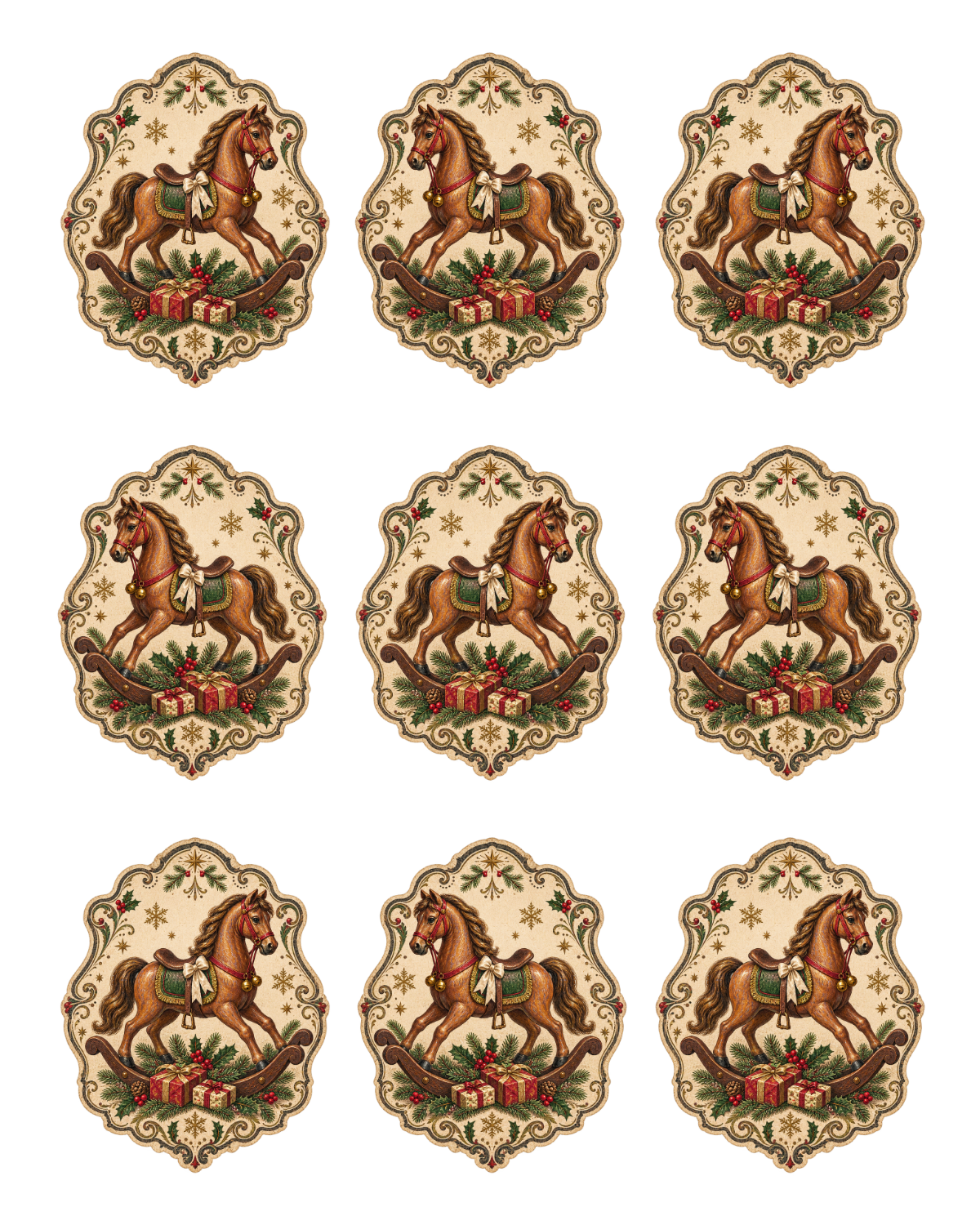 ANTIQUE ROCKING HORSE HOLIDAY EARRING TRANSFER PAPER CUTTER BUNDLE | TRANSFER PAPER FOR POLYMER CLAY