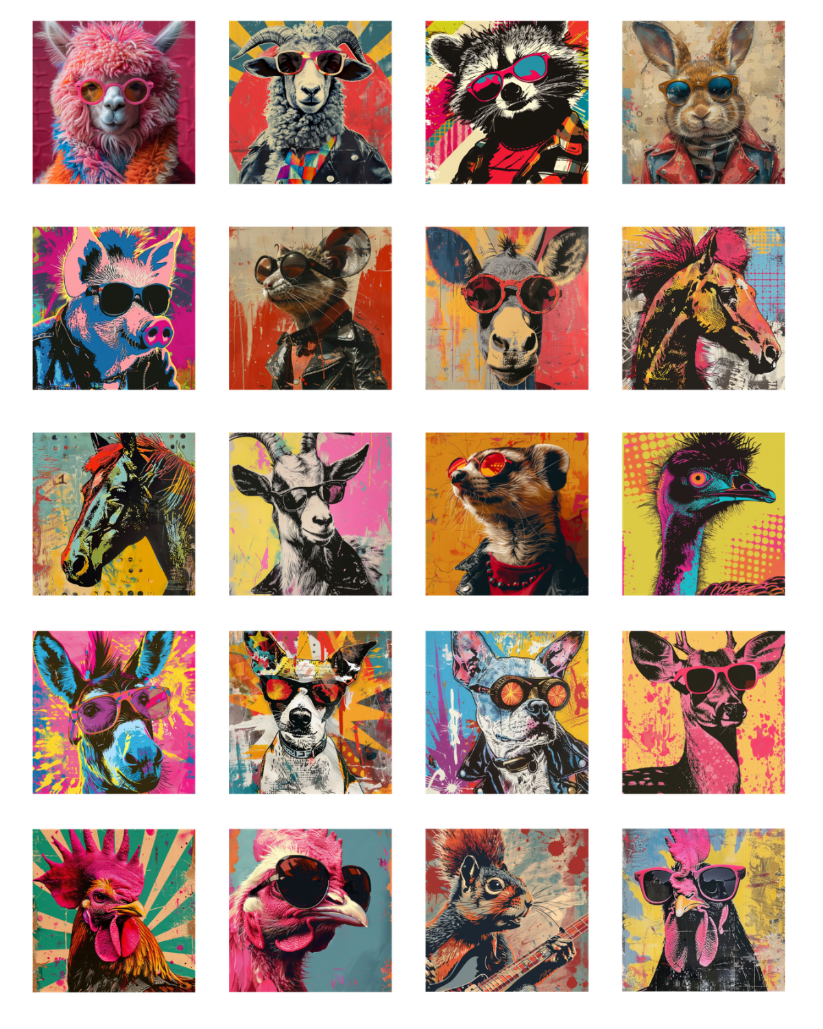 TILE 03 POP ART ANIMAL TILE TRANSFER PAPER | TRANSFER PAPER & CLAY CUTTER