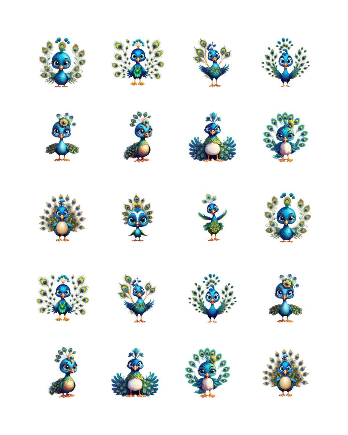 PCC 2222 CUTE BABY PEACOCKS Transfer Paper | THE CHARM BAR