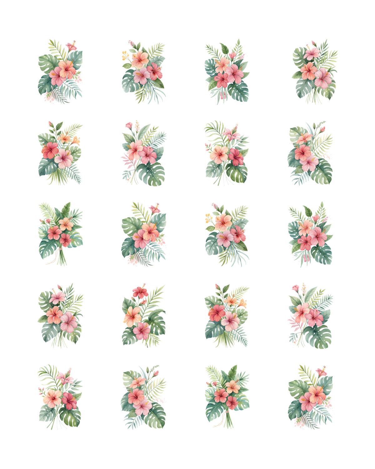 PCC 2226 HIBISCUS MONSTERA PLANTS Transfer Paper | THE CHARM BAR