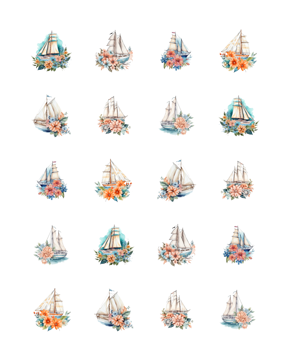 PCC 2201 FLORAL SAILBOATS Transfer Paper | THE CHARM BAR