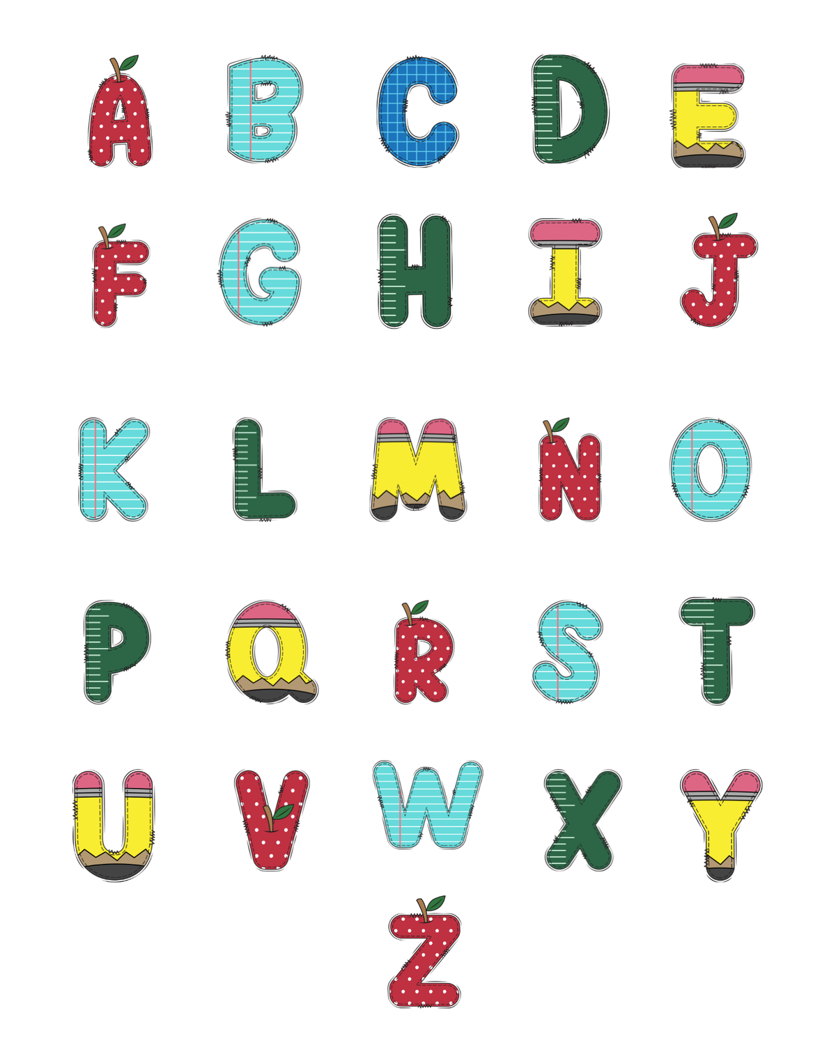 PCC 2275 SCHOOL ALPHABET Transfer Paper | THE CHARM BAR