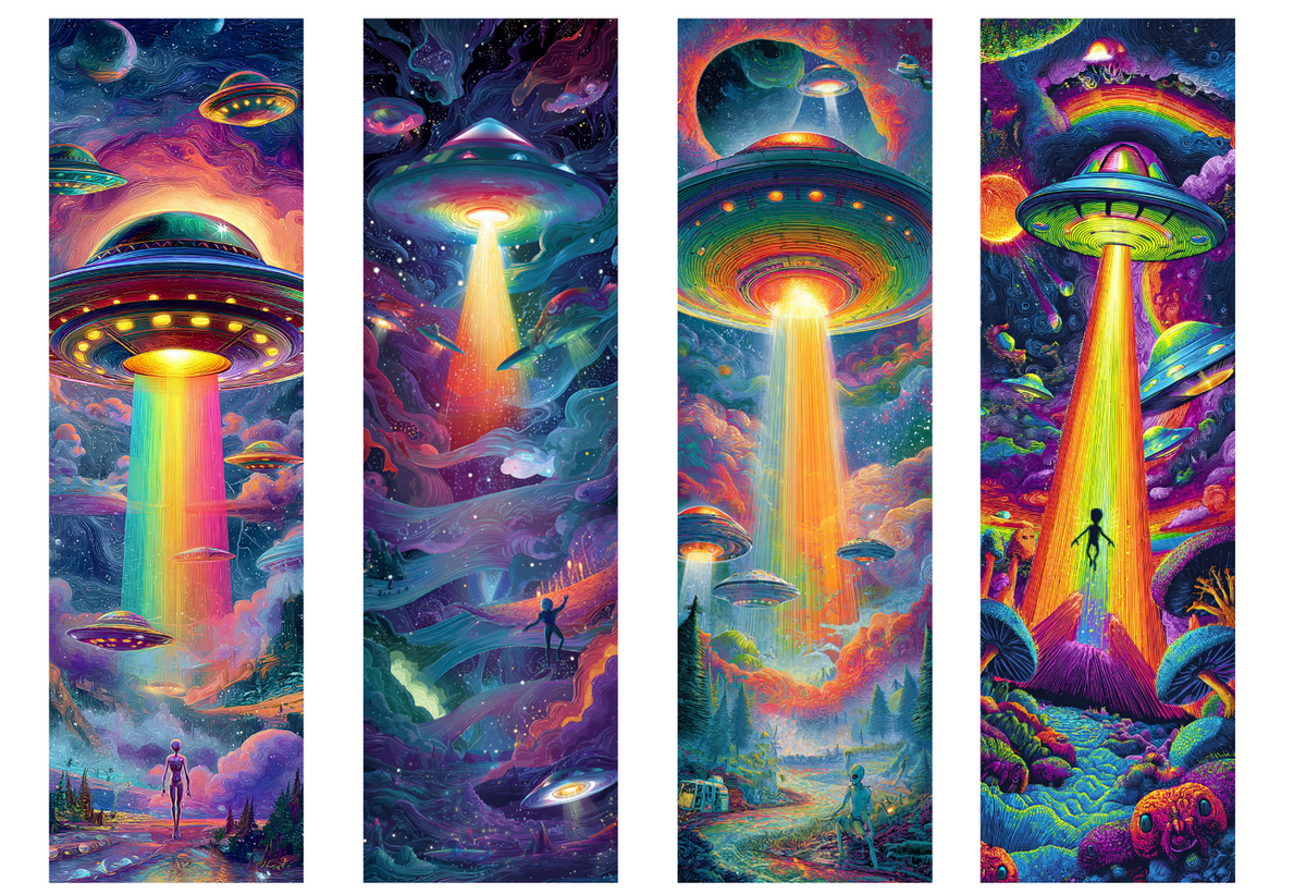 BOOK068 UFO | Bookmark Set of 4 | BOOKMARK TRANSFER PAPER