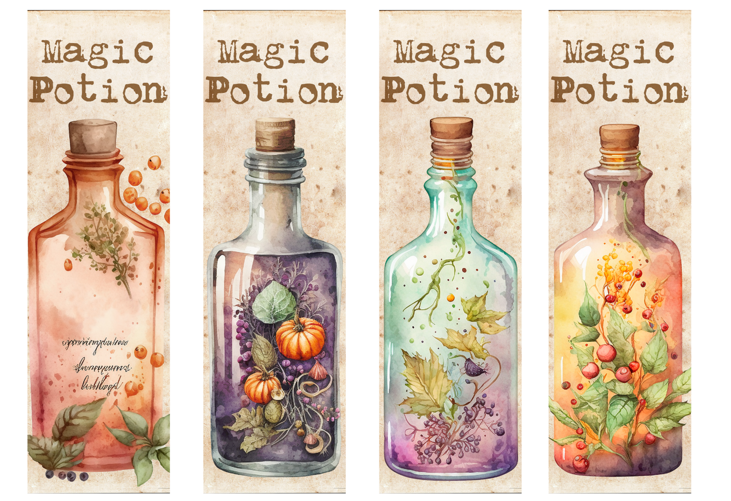 BOOK080 MAGIC POTION | Bookmark Set of 4 | BOOKMARK TRANSFER PAPER