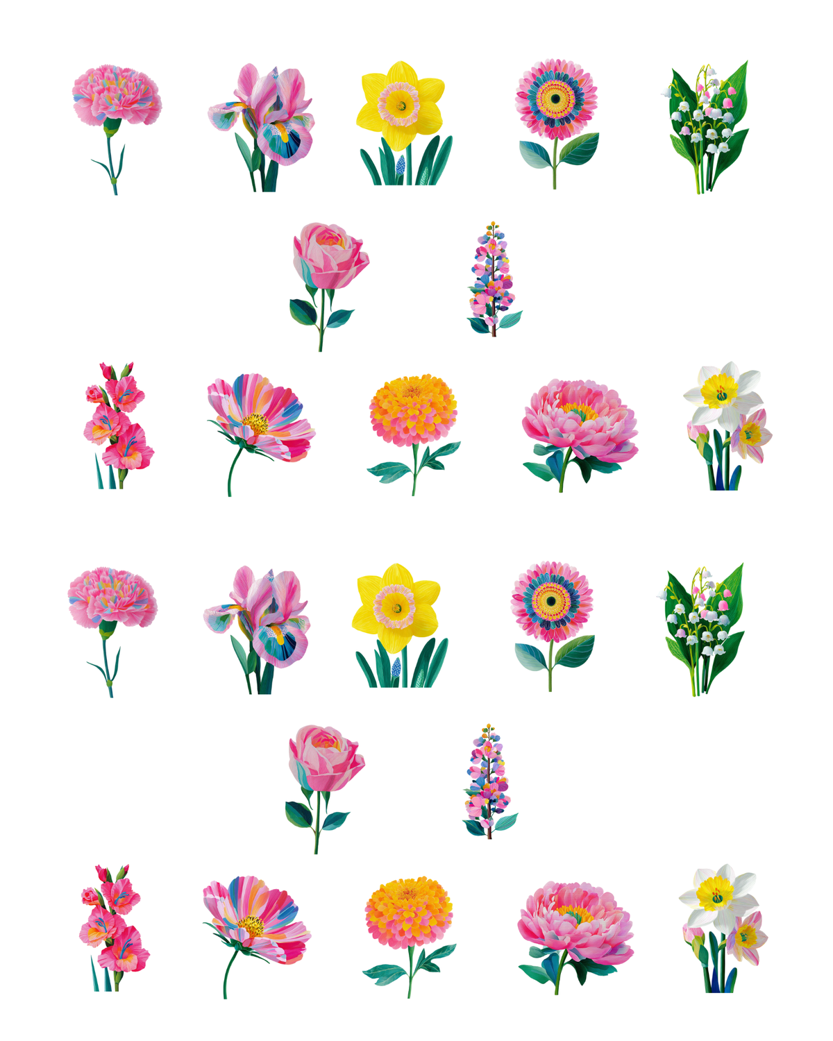PCC 2175 WATERCOLOR BIRTH FLOWERS Transfer Paper | THE CHARM BAR