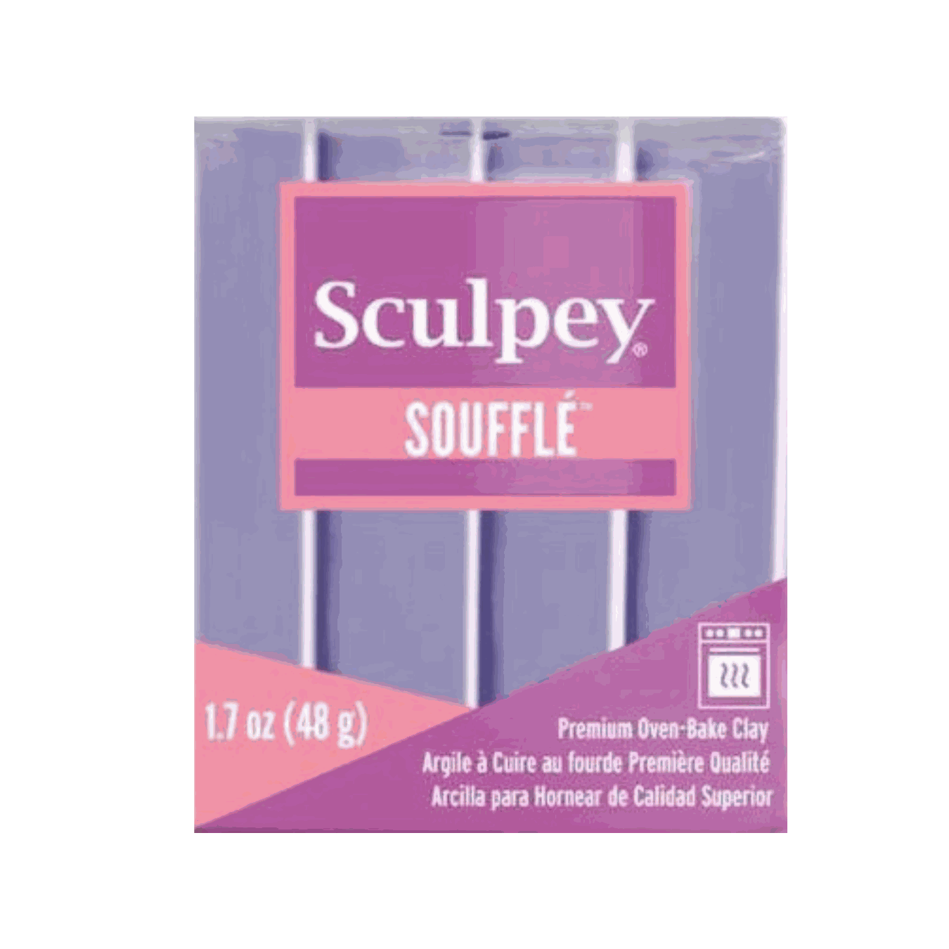 Sculpey Souffle™ Polymer Clay in Thistle color, lightweight premium oven-bake clay for jewelry making with velvet suede finish.