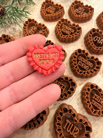 ANTI-VALENTINE & INAPPROPRIATE RUFFLED HEARTS CLAY CUTTER | VALENTINES HOLIDAY | POLYMER CLAY CUTTER
