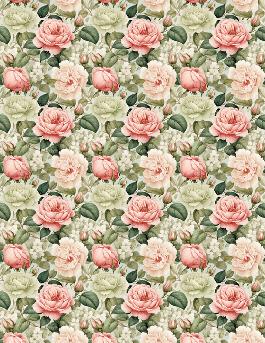 PCC VK110 VINTAGE ROSE GREEN Transfer Paper | POLYMER CLAY