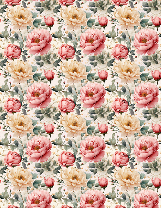 PCC VK108 VINTAGE ROSE PINK/IVORY Transfer Paper | POLYMER CLAY