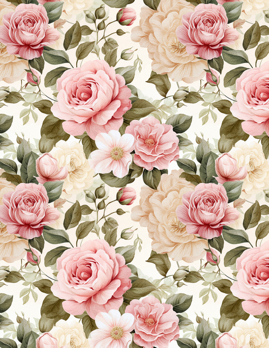 PCC VK107 VINTAGE ROSE LARGE Transfer Paper | POLYMER CLAY