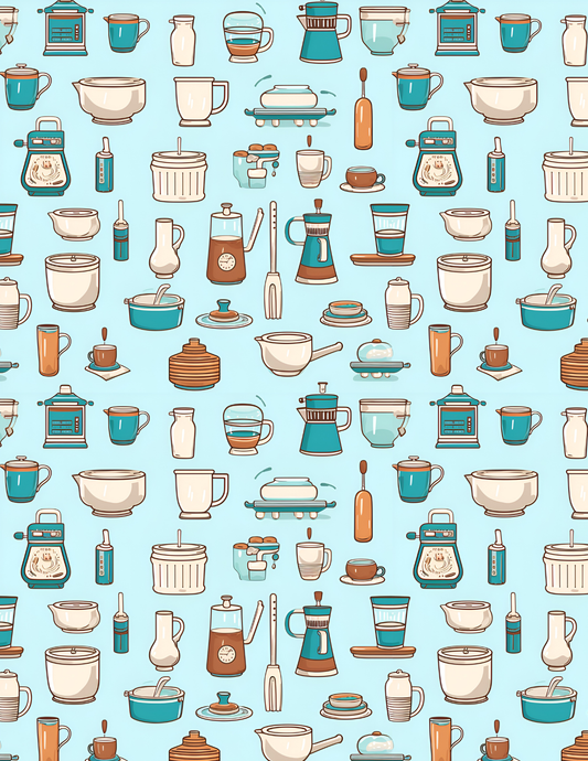 PCC VK106 BLUE VINTAGE KITCHEN Transfer Paper | POLYMER CLAY