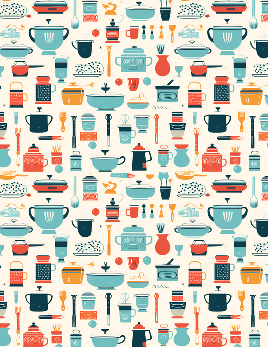 PCC VK104 RETRO KITCHEN Transfer Paper | POLYMER CLAY