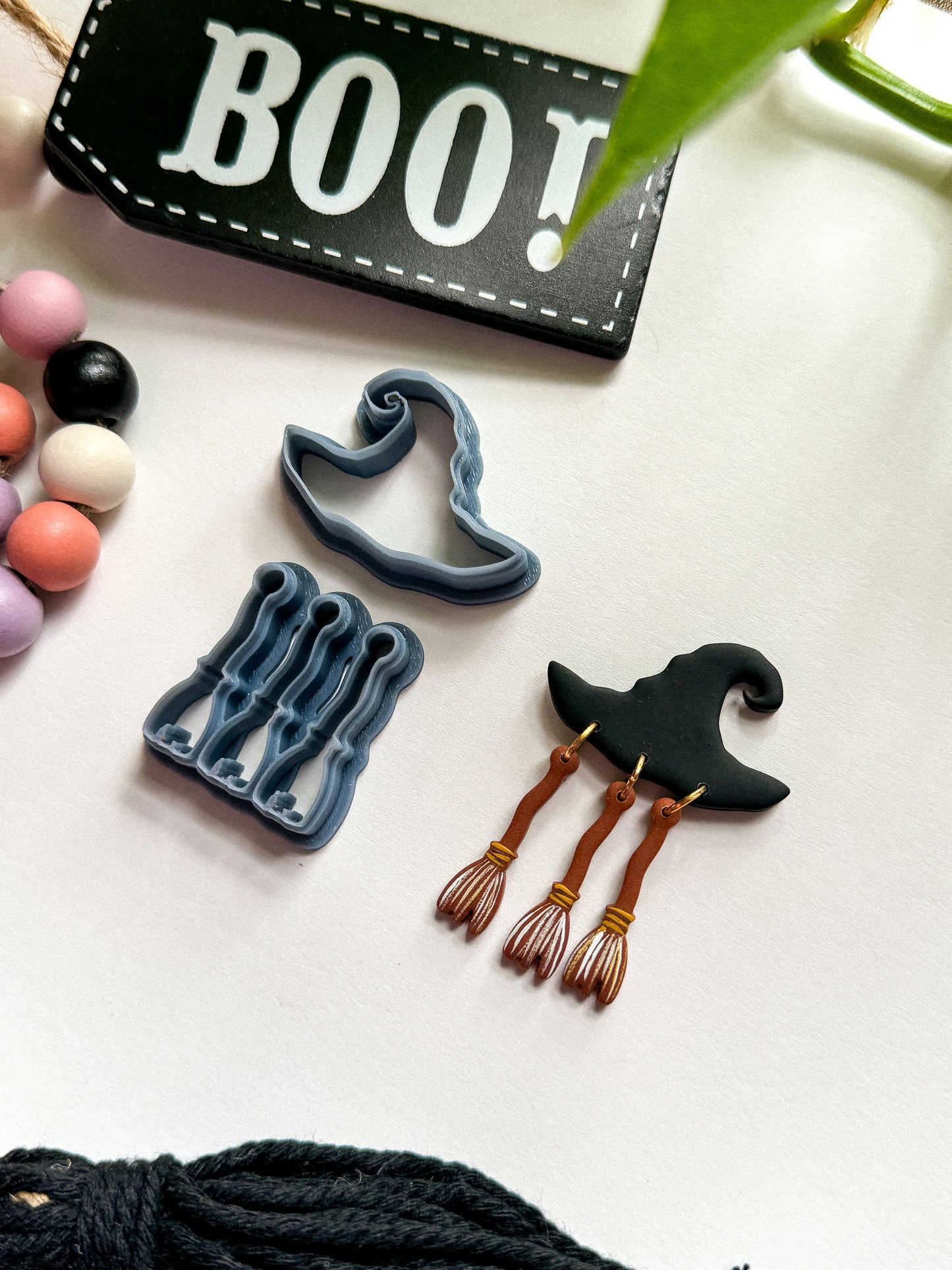 WITCH HAT BROOM DANGLES | HALLOWEEN | CLAY CUTTERS