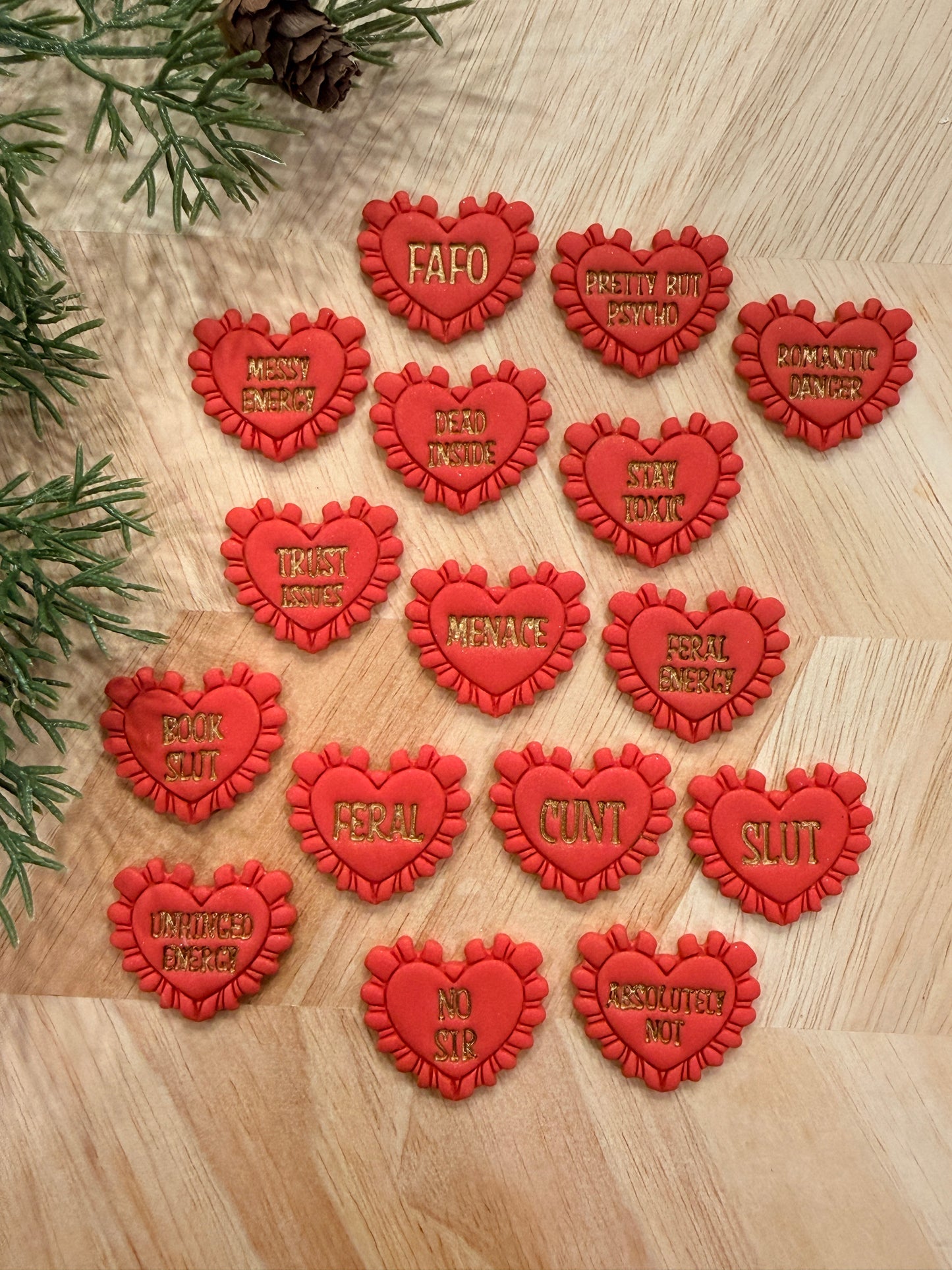 ANTI-VALENTINE & INAPPROPRIATE RUFFLED HEARTS CLAY CUTTER | VALENTINES HOLIDAY | POLYMER CLAY CUTTER