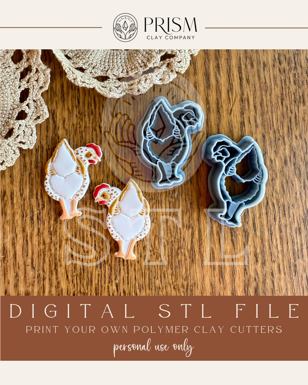 Chicken Butt STL File | Digital Instant Download | 3D Printing STL File | Polymer Clay Tool | Polymer Clay Cutter STL File