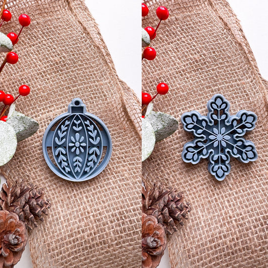 Scandinavian Folk Christmas Ornament Clay Cutters | Snowflake | Ornament