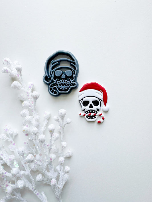 SANTA SKULL CANDY CANE | DARK CHRISTMAS | CLAY CUTTER