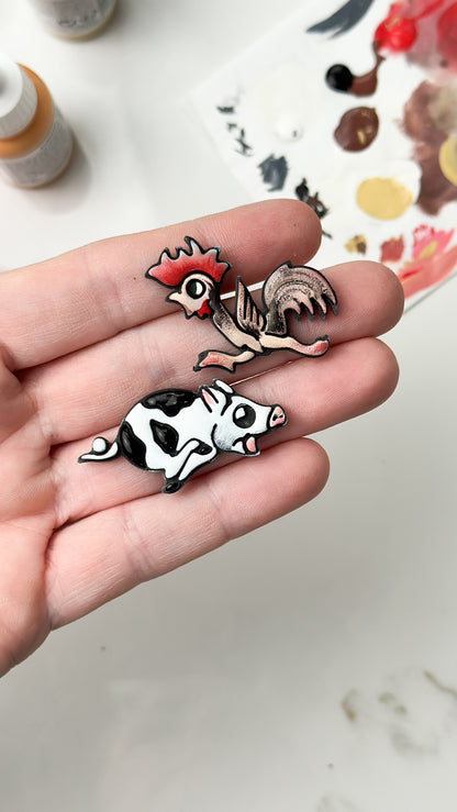 Rooster & Pig | Nautical | Tattoo | Clay Cutter Set