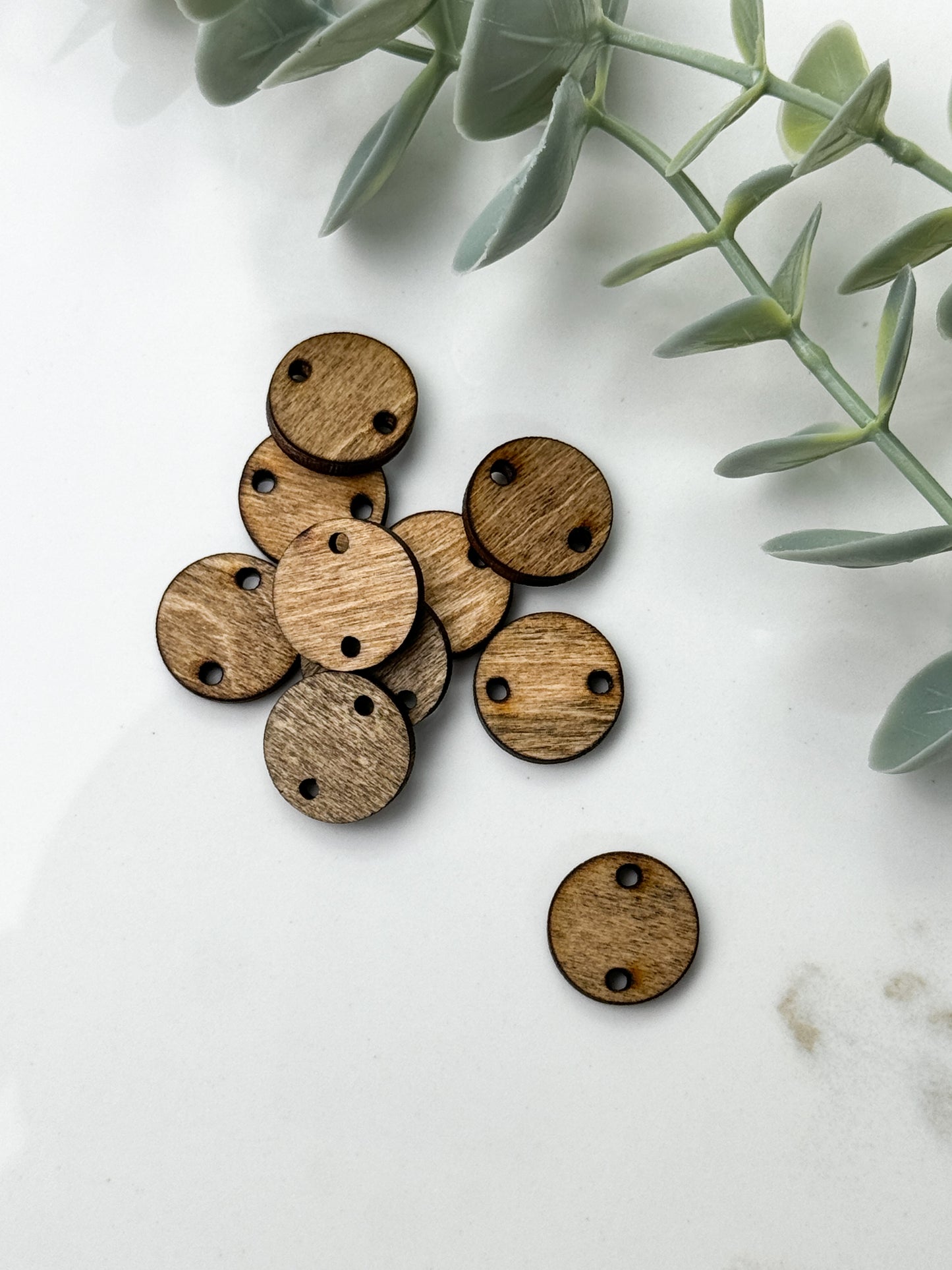 CIRCLE WOOD STUD FRONT, CONNECTOR, CHARM PACK | 10PC