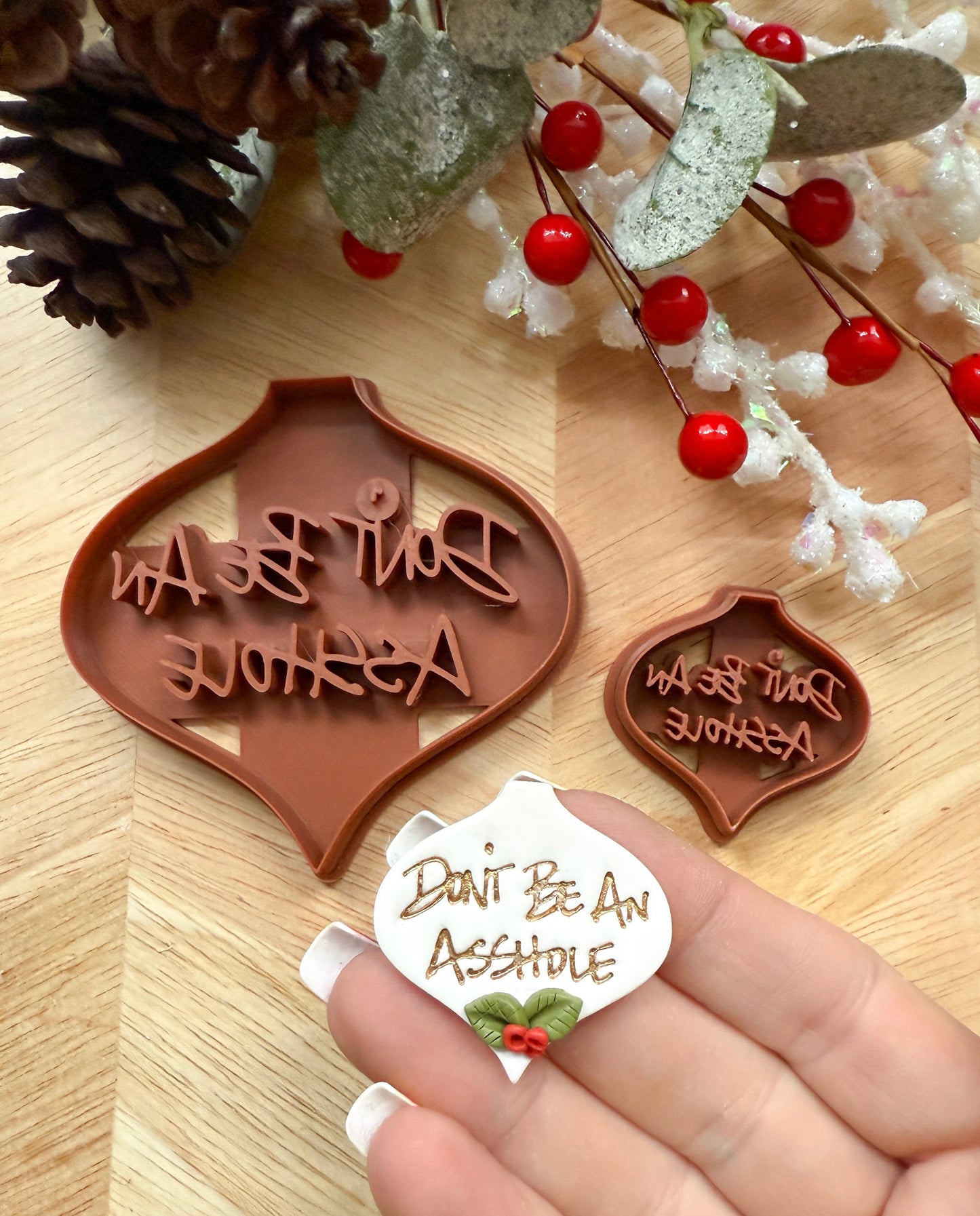 DON'T BE AN ASSHOLE ORNAMENT & EARRING | INAPPROPRIATE CUSS WORD | CLAY CUTTER