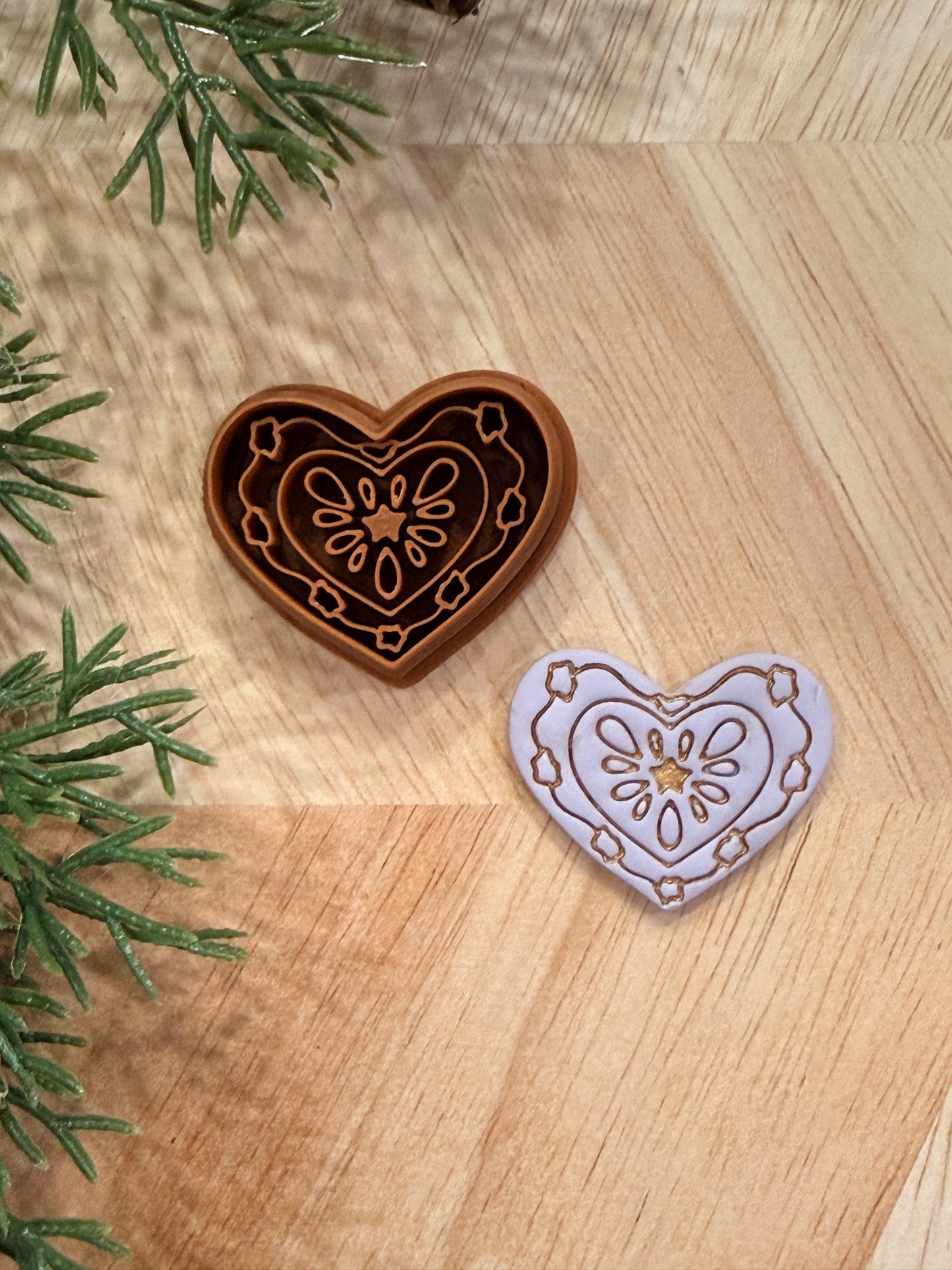 FOLK STAR HEART CLAY CUTTER | VALENTINES HOLIDAY | POLYMER CLAY CUTTER