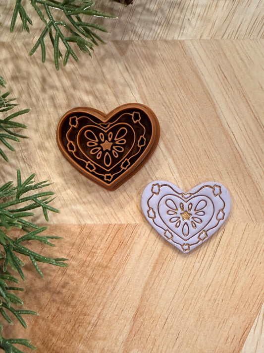 FOLK STAR HEART CLAY CUTTER | VALENTINES HOLIDAY | POLYMER CLAY CUTTER