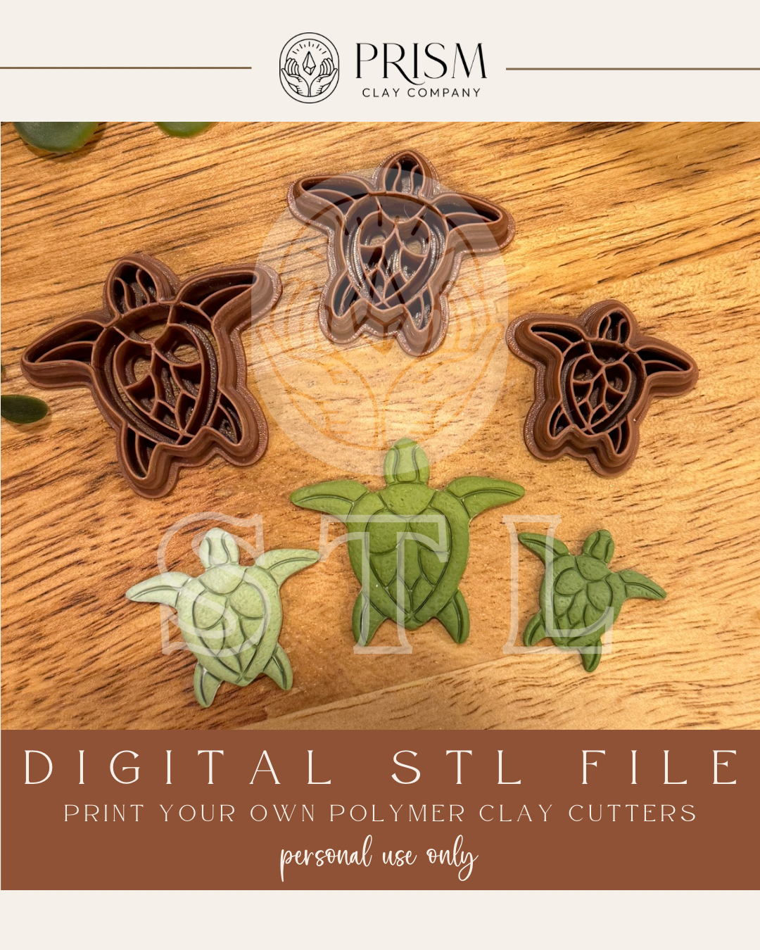 Sea Turtle STL File | 3 Sizes | Digital Instant Download | 3D Printing STL File | Polymer Clay Tool | Polymer Clay Cutter STL File