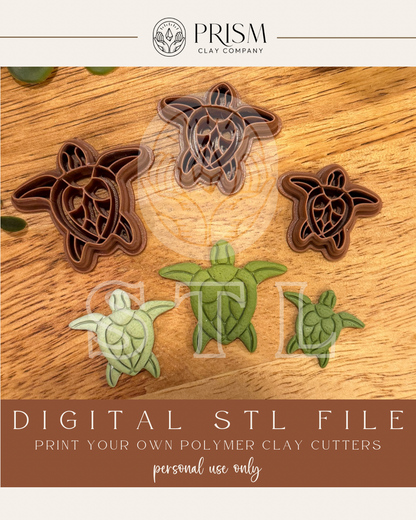 Sea Turtle STL File | 3 Sizes | Digital Instant Download | 3D Printing STL File | Polymer Clay Tool | Polymer Clay Cutter STL File