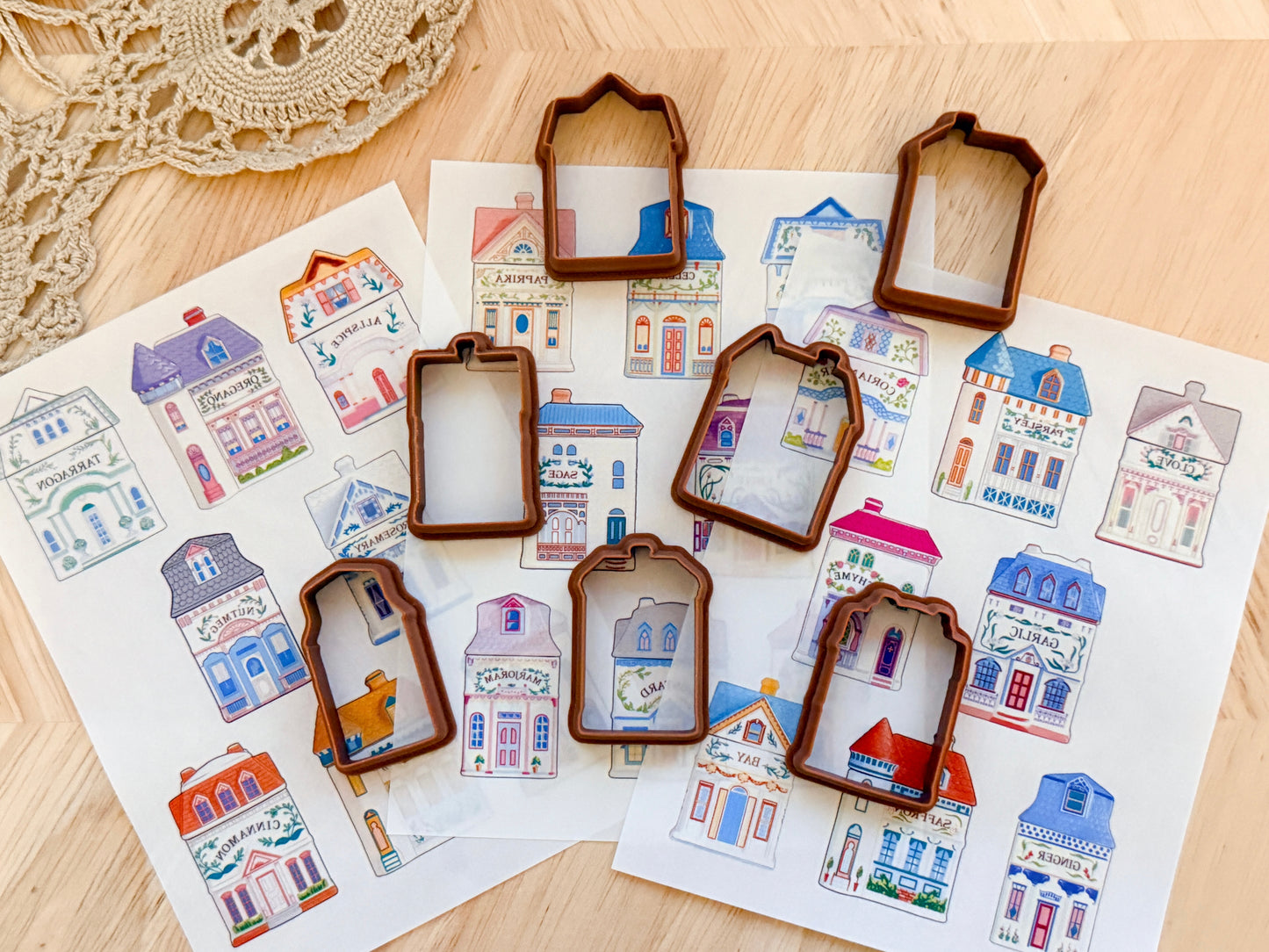 TRANSFERS & CUTTER COMBO FULLSIZE SPICE VILLAGE | VINTAGE KITCHEN NOSTALGIA | POLYMER CLAY CUTTERS