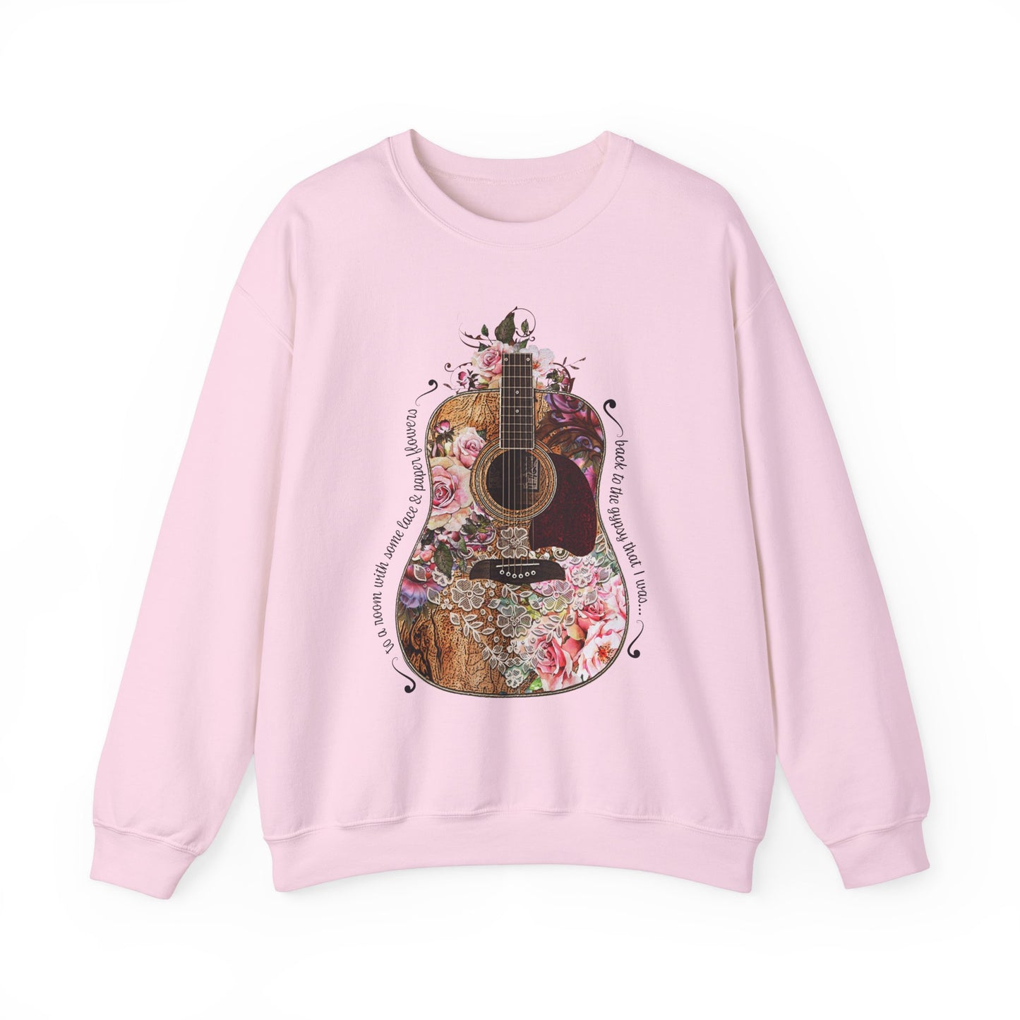 Gypsy Floral Guitar | Gildan 18000 Unisex Heavy Blend™ Crewneck Sweatshirt