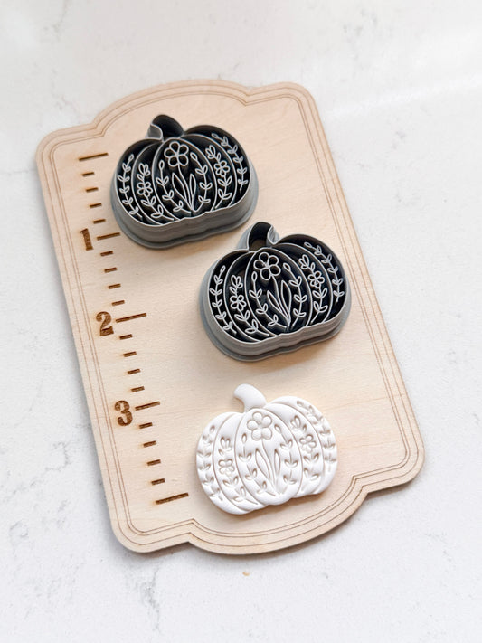 FLORAL SHORT PUMPKIN | FALL AUTUMN | POLYMER CLAY CUTTERS