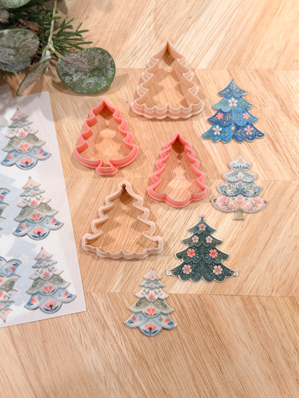 CHRISTMAS TREE EARRING TRANSFER PAPER CUTTER BUNDLE | CLAY CUTTER & TRANSFER PAPER FOR POLYMER CLAY