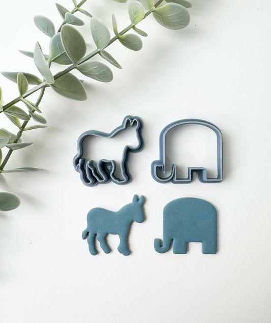 DONKEY & ELEPHANT POLITICAL PARTY | DEMOCRAT & REPUBLICAN | ELECTION CLAY CUTTER