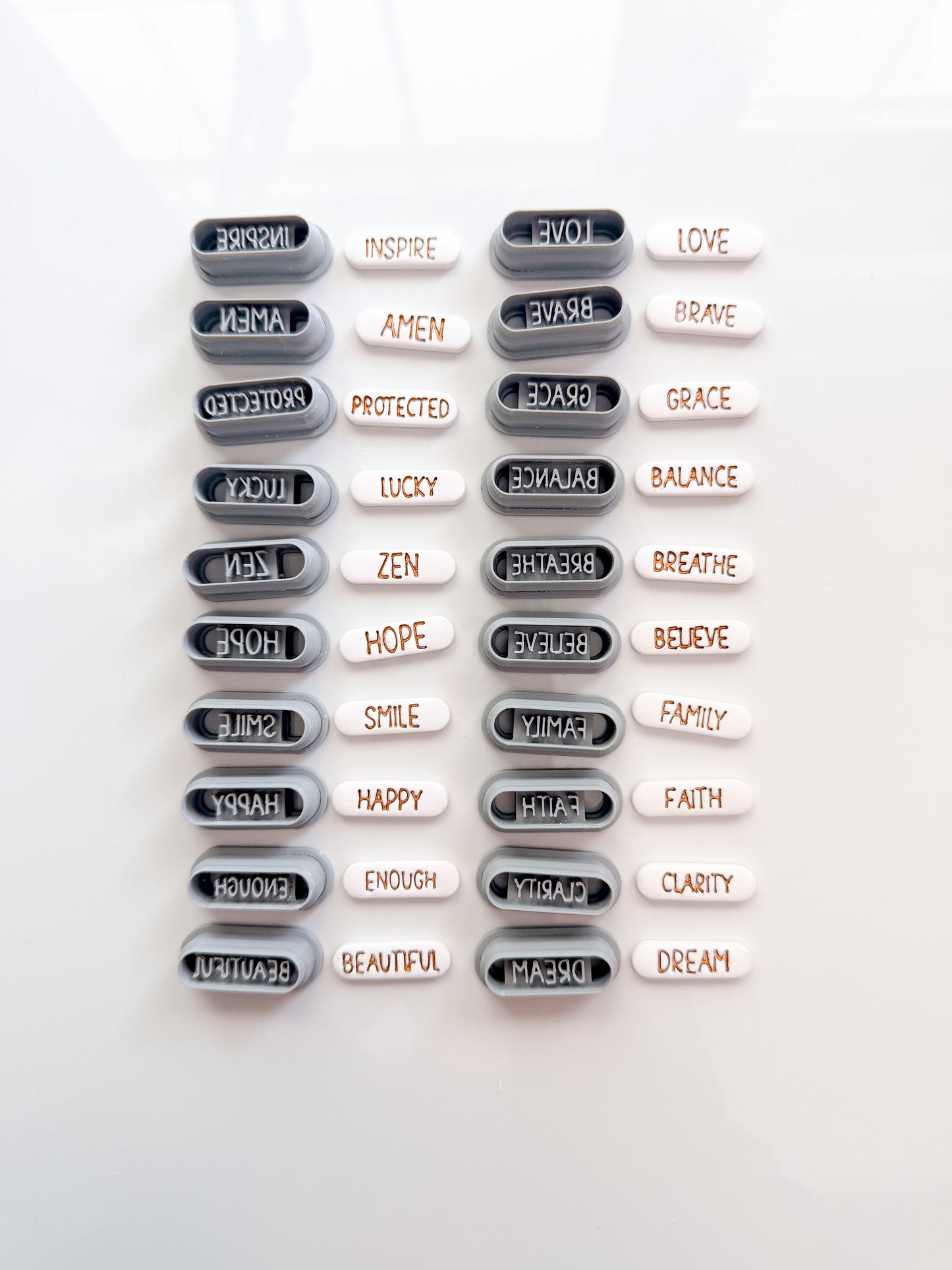 WORD AFFIRMATION INSPO CHARM CUTTERS | CLAY CUTTERS | POLYMER CLAY CUTTERS