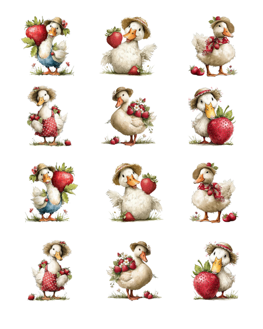 PCC 181 STRAWBERRY GEESE | TRANSFER PAPER FOR POLYMER CLAY