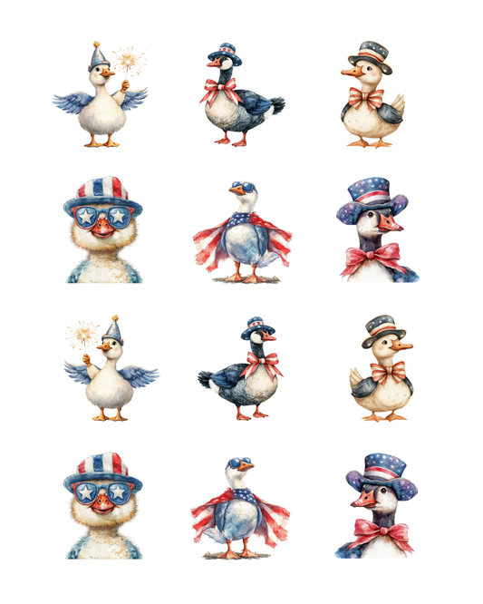 PCC 182 JULY 4 GEESE GOOSE | TRANSFER PAPER FOR POLYMER CLAY