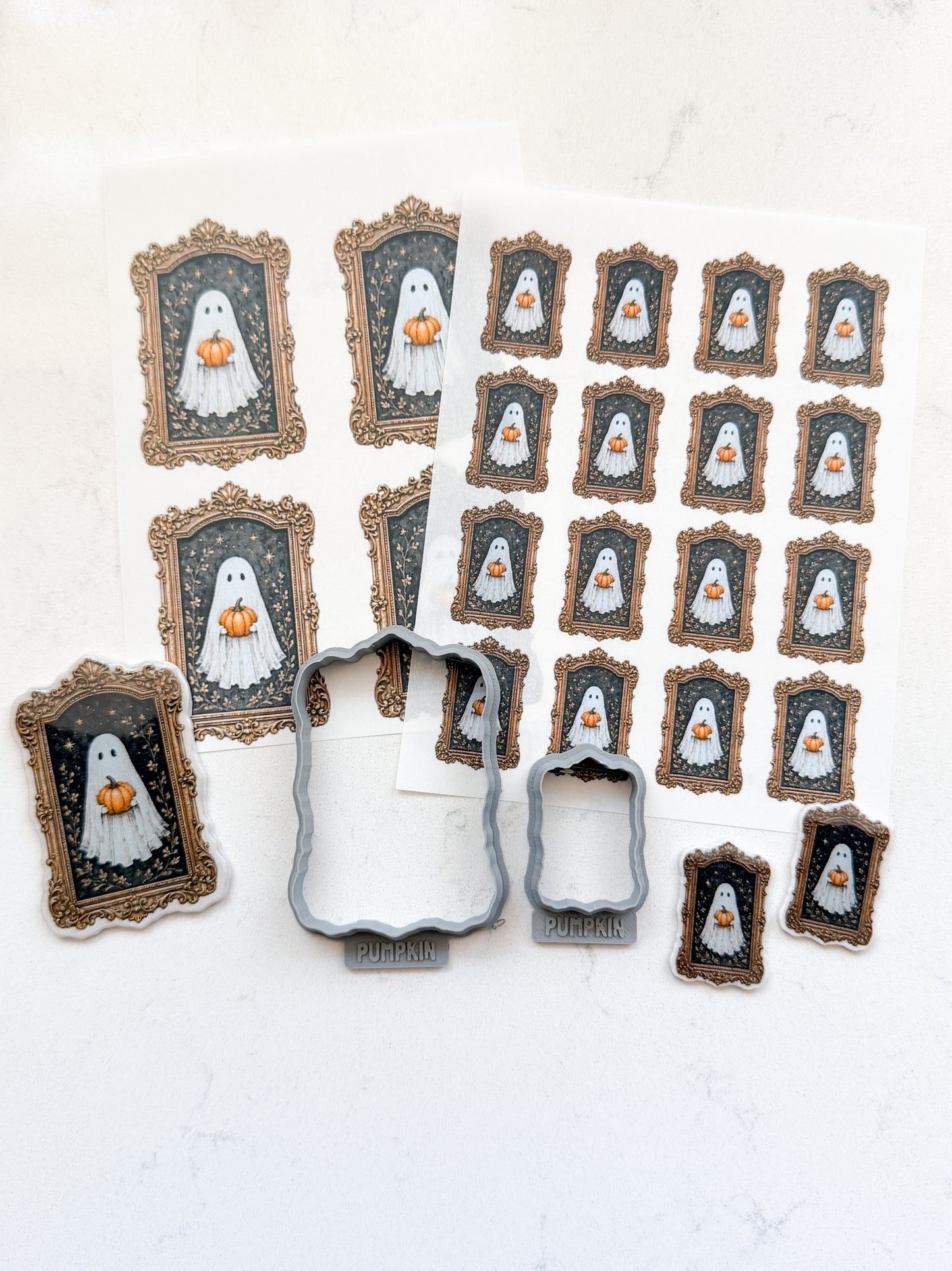 006 HAUNTED PUMPKIN EARRING & MAGNET TRANSFER PAPER CUTTER BUNDLE | TRANSFER PAPER FOR POLYMER CLAY
