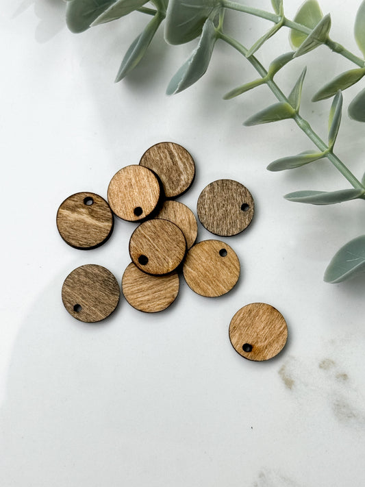 CIRCLE WOOD STUD FRONT, CONNECTOR, CHARM PACK | 10PC