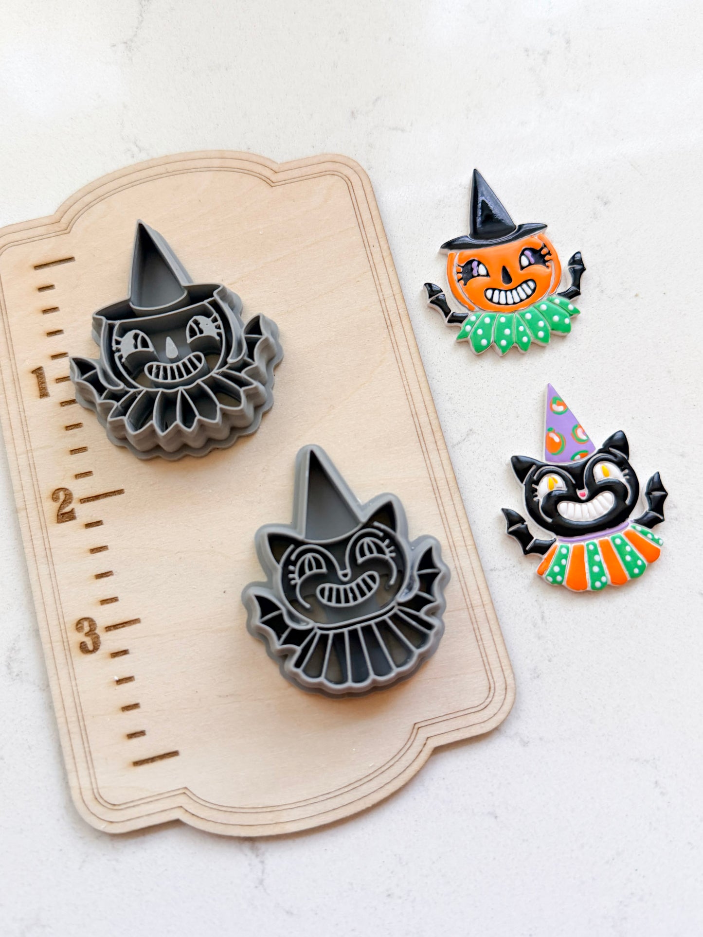 VINTAGE CAT & PUMPKIN | FALL AUTUMN | POLYMER CLAY CUTTERS