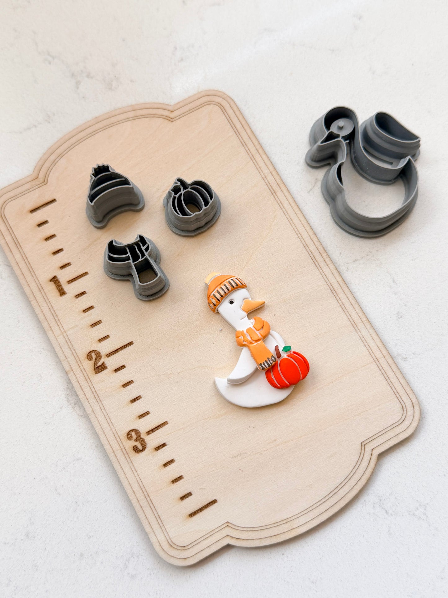 PORCH GOOSE FALL PUFF BEANIE, SCARF & PUMPKIN OUTFIT | POLYMER CLAY CUTTERS