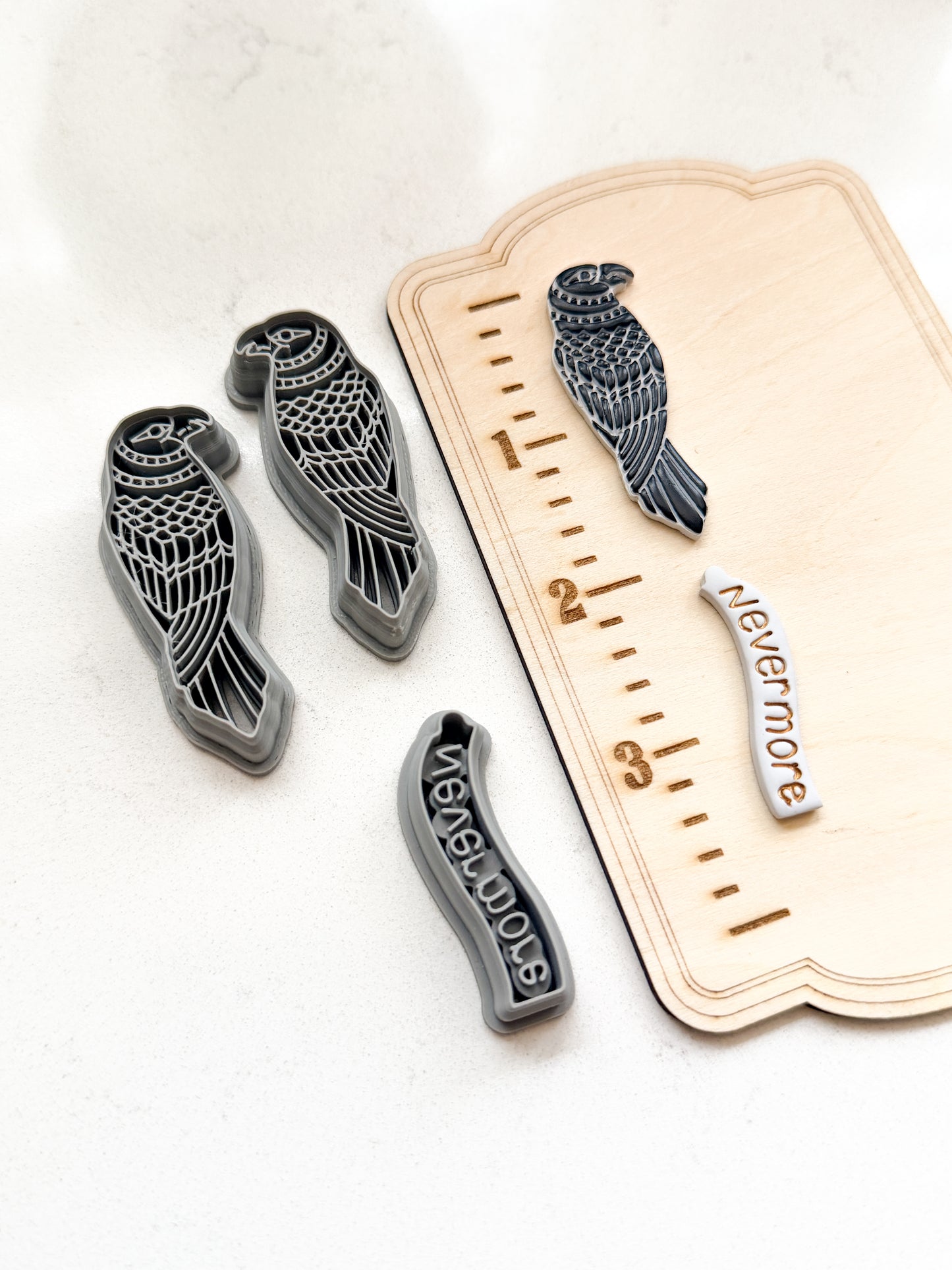 NEVERMORE CROW 2PC SET | POE.MS | EDGAR ALLEN POE INSPIRED | POLYMER CLAY CUTTERS