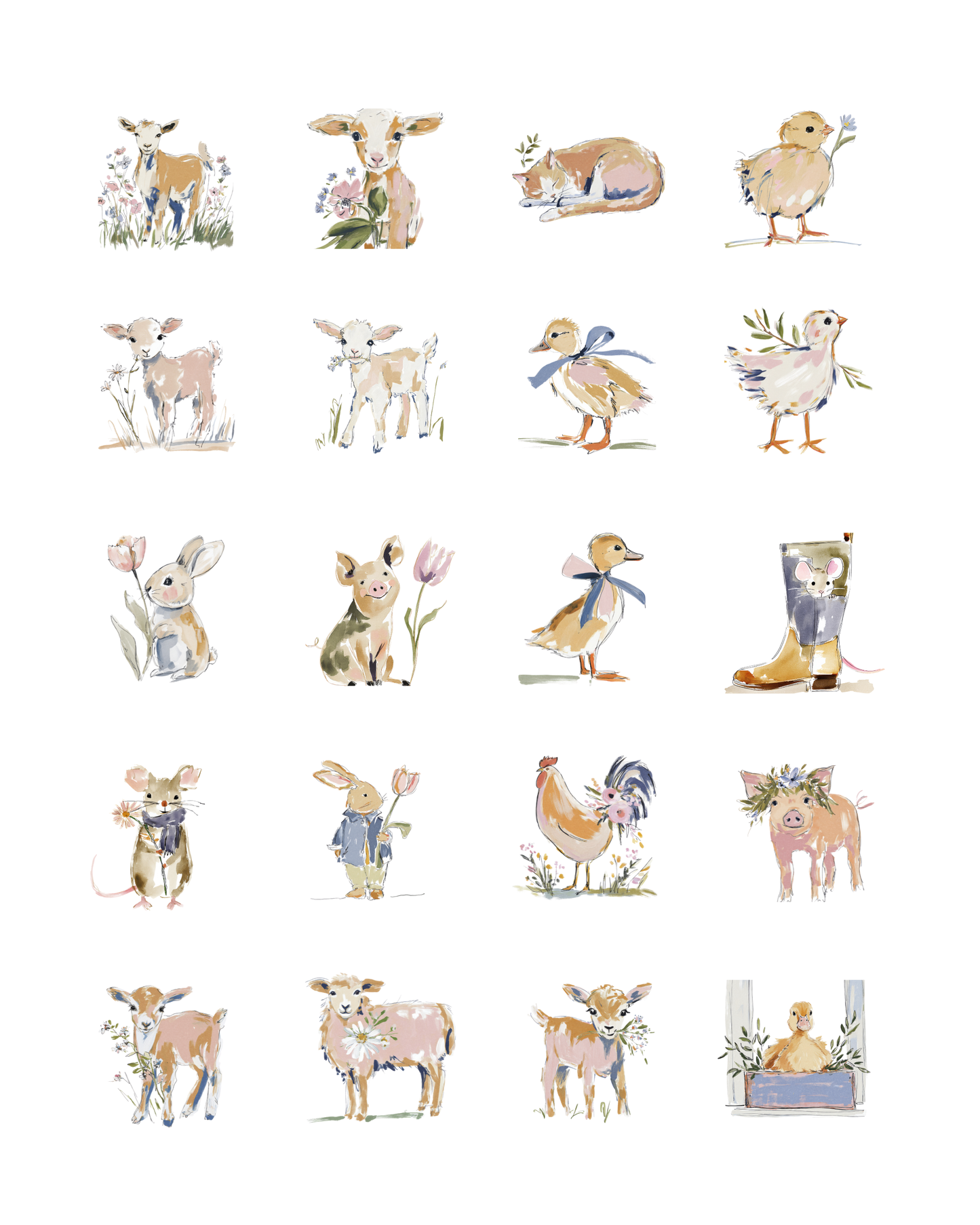 PCC 2160 WATERCOLOR FARM ANIMALS Transfer Paper | THE CHARM BAR