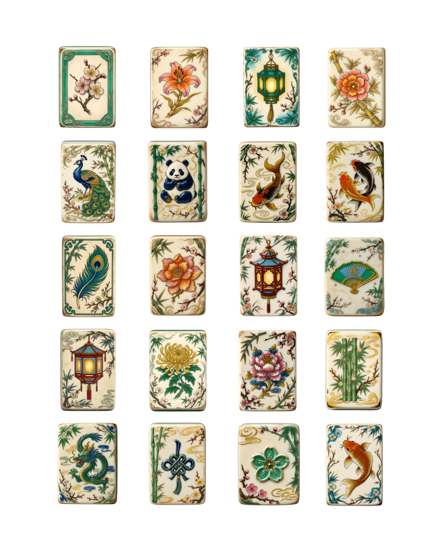 PCC 2191 MAHJONG CHARM TILES Transfer Paper | THE CHARM BAR