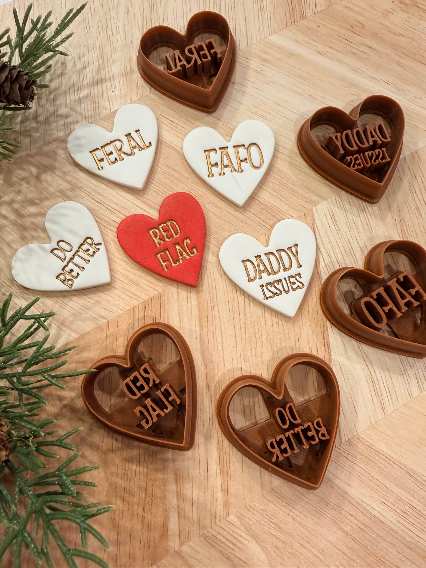 ANTI-CONVERSATION HEARTS CLAY CUTTERS | VALENTINES HOLIDAY | POLYMER CLAY CUTTER