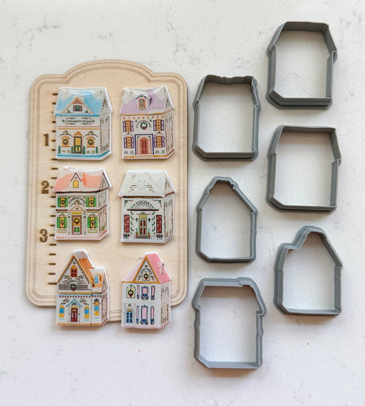 WINTER HOLIDAY SPICE VILLAGE *small* TRANSFERS & CUTTER COMBO FULLSIZE | VINTAGE KITCHEN NOSTALGIA | POLYMER CLAY CUTTERS