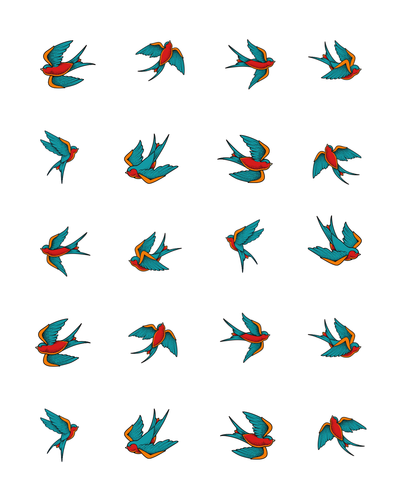 PCC 2307 TATTOO SWALLOWS Transfer Paper | THE CHARM BAR