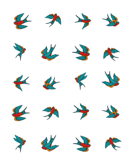 PCC 2307 TATTOO SWALLOWS Transfer Paper | THE CHARM BAR