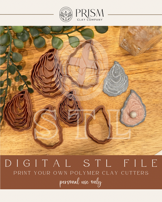 Oyster Shell Sets STL File | 3 Sizes | Digital Instant Download | 3D Printing STL File | Polymer Clay Tool | Polymer Clay Cutter STL File