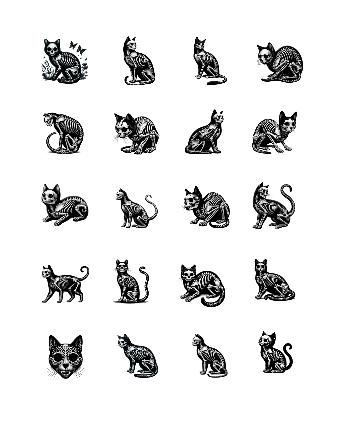 PCC 2341 SKELETON CATS Transfer Paper | THE CHARM BAR