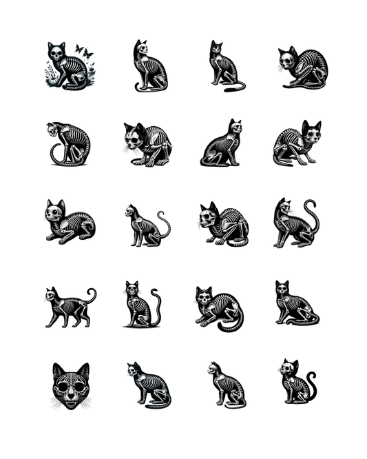 PCC 2341 SKELETON CATS Transfer Paper | THE CHARM BAR